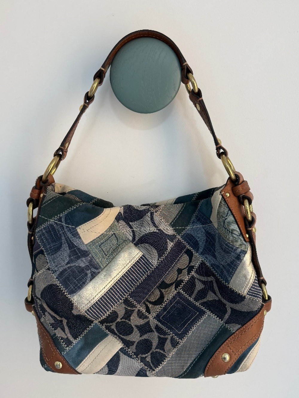 Coach Carly 12215 Denim Patchwork Hobo Shoulder Bag Y2K